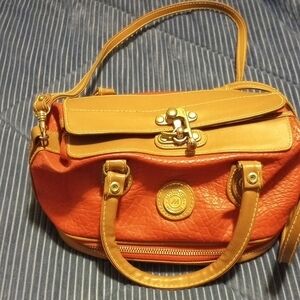 Chic Orange and Tan Shoulder Bag
